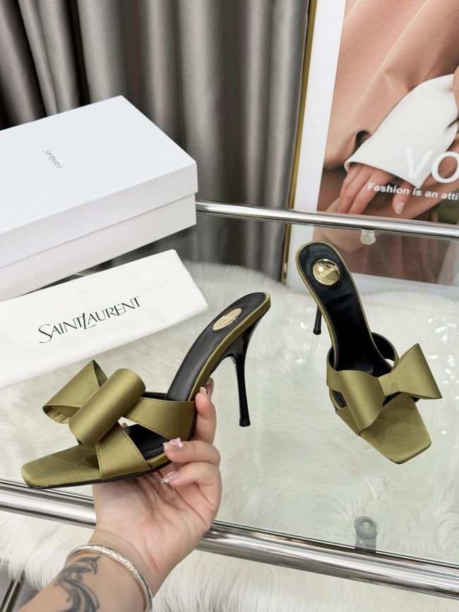 Saint Laurent BABYLONE mules in satin 10CM F6629-5
