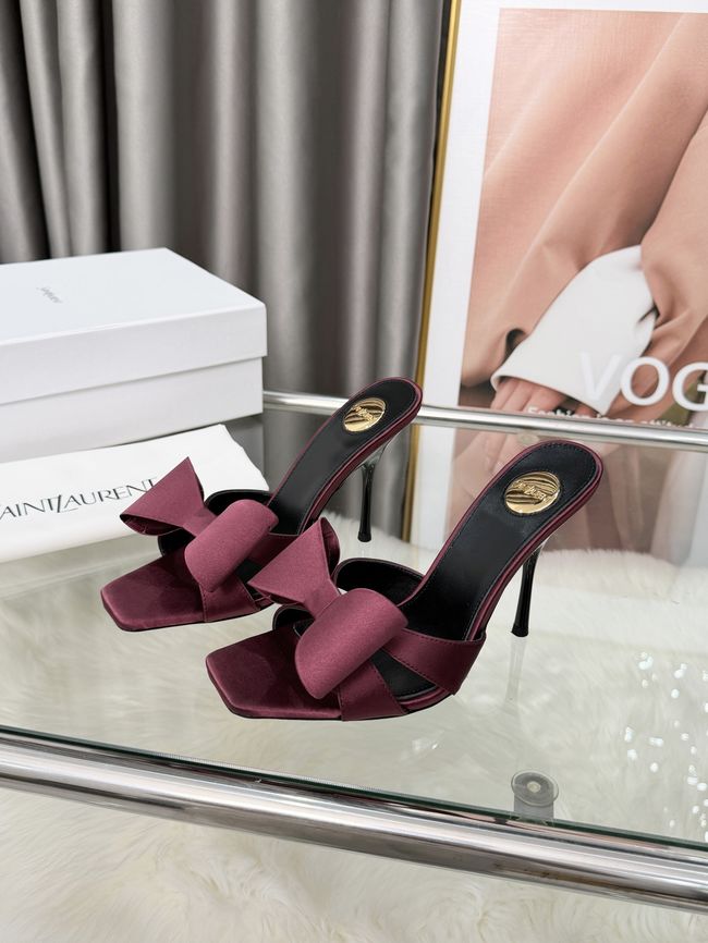 Saint Laurent BABYLONE mules in satin 10CM F6629-6
