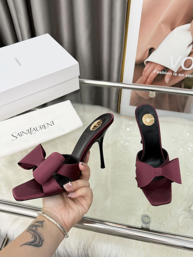 Saint Laurent BABYLONE mules in satin 10CM F6629-6