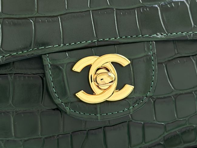 Chanel MINI FLAP BAG Crocodile Embossed 1116 Dark green&gold Chanel MINI FLAP BAG Crocodile Embossed 1116 Dark green&gold