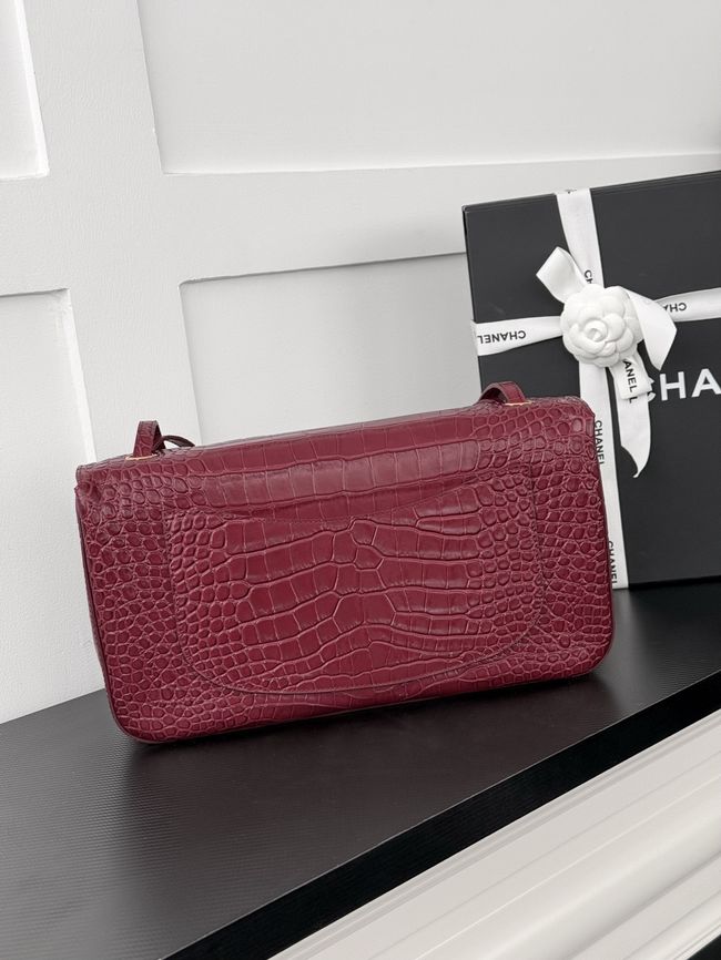 Chanel Crocodile Embossed Maxi Flap bag AS6231 Burgundy&gold-Tone Metal Chanel Crocodile Embossed Maxi Flap bag AS6231 Burgundy&gold-Tone Metal