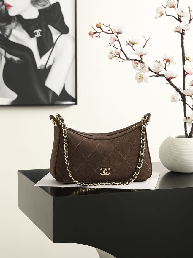 CHANEL Hobo Bag Suede AS6640 dark brown CHANEL Hobo Bag Suede AS6640 dark brown