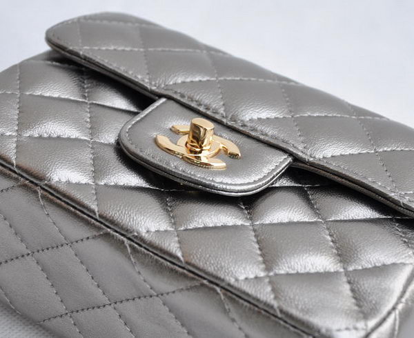Chanel Classic Iron Gray Lambskin Golden Chain Quilted Flap Bag 1115 Chanel Classic Iron Gray Lambskin Golden Chain Quilted Flap Bag 1115