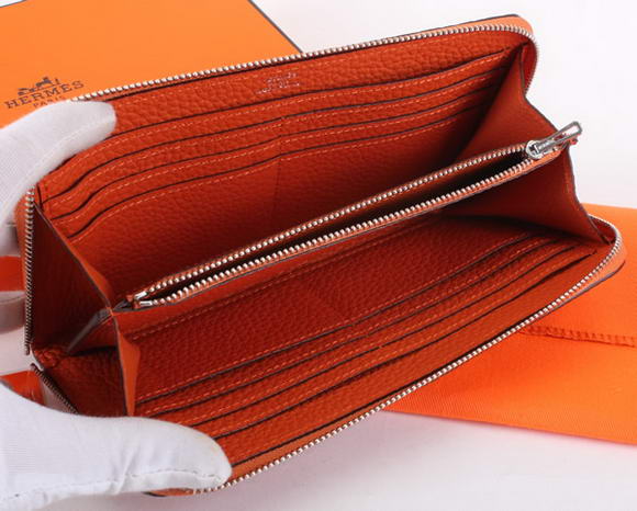 Hermes Togo Leather Perforated Zippy Wallet 9032 Orange Hermes Togo Leather Perforated Zippy Wallet 9032 Orange