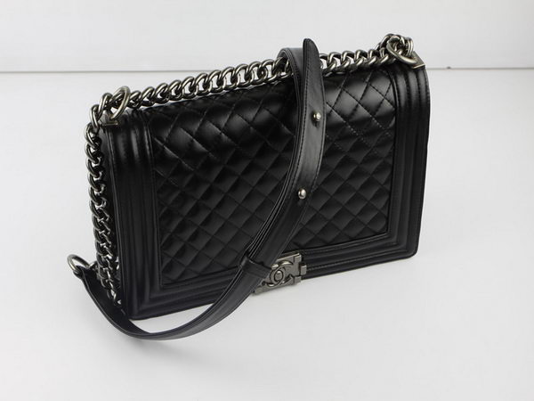 Chanel A67026 Black Lambskin Leather Le Boy Flap Shoulder Bag Chanel A67026 Black Lambskin Leather Le Boy Flap Shoulder Bag